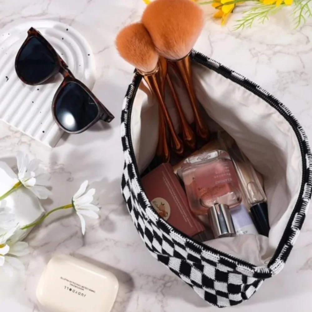 FINAL ONE ⚡ Black + White Checkered Makeup Pouch